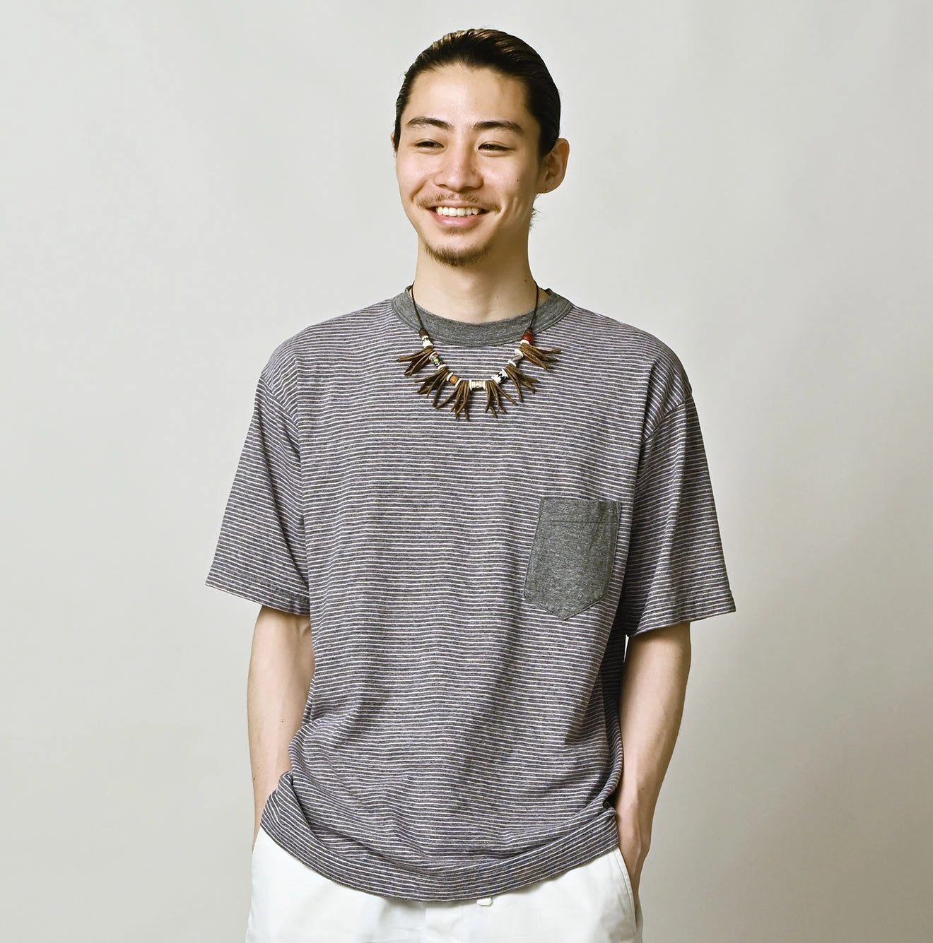 45R Striped Pocket 908 T-shirt (Top-Dyed) - Image 8