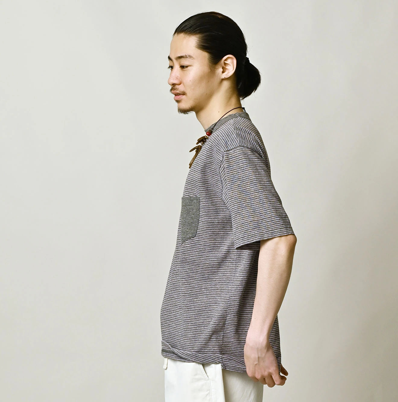 45R Striped Pocket 908 T-shirt (Top-Dyed) - Image 9