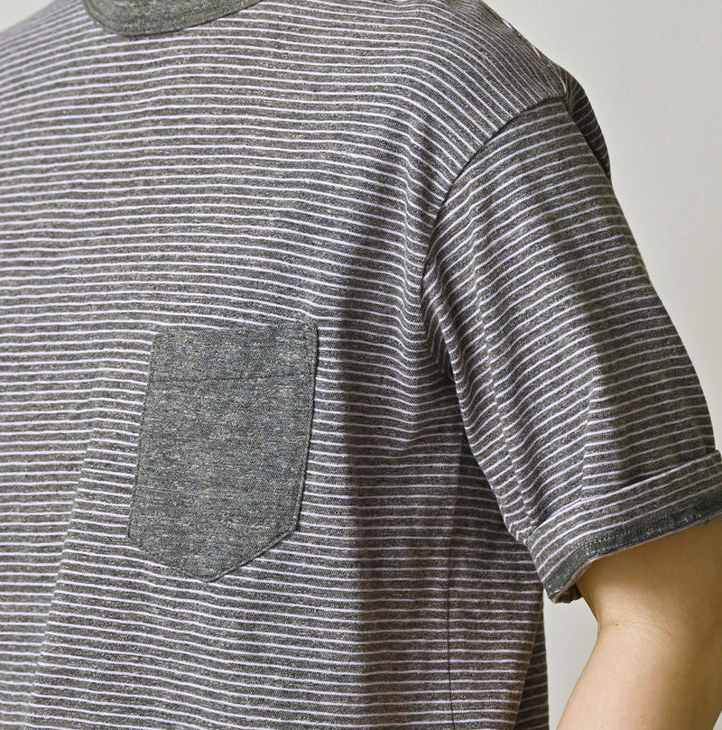 45R Striped Pocket 908 T-shirt (Top-Dyed) - Image 12