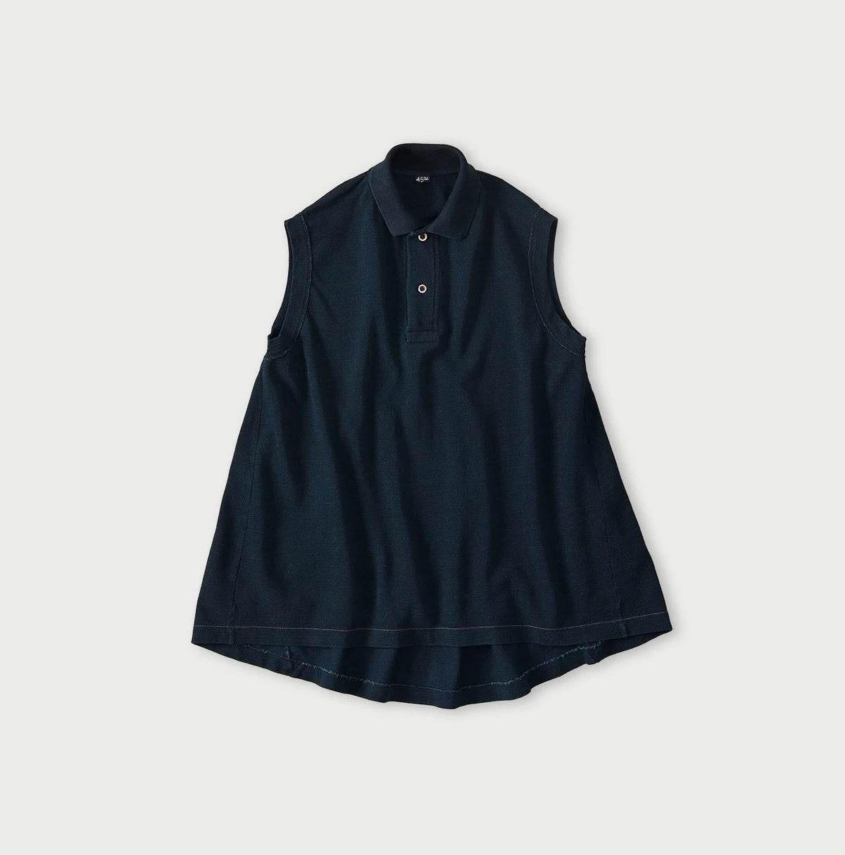45R Indigo Cotton Pique Flare Polo