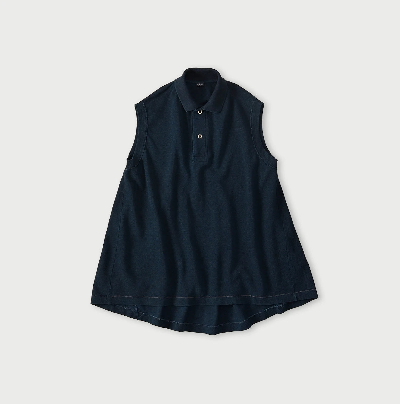 45R Indigo Cotton Pique Flare Polo - Image 1