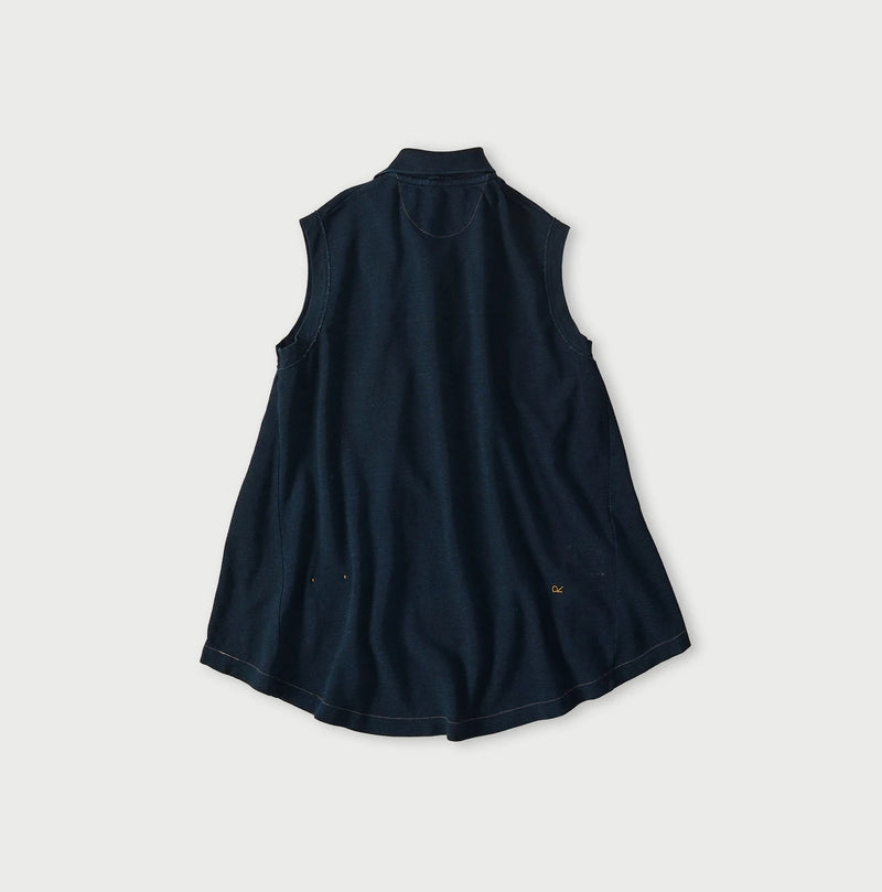 45R Indigo Cotton Pique Flare Polo - Image 11