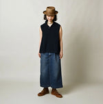 45R Indigo Cotton Pique Flare Polo