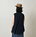 45R Indigo Cotton Pique Flare Polo