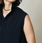 45R Indigo Cotton Pique Flare Polo