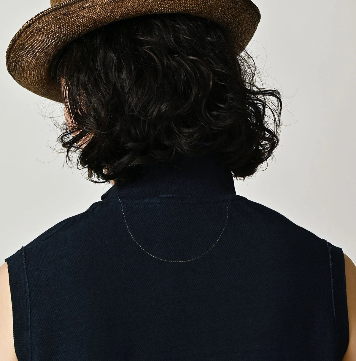 45R Indigo Cotton Pique Flare Polo