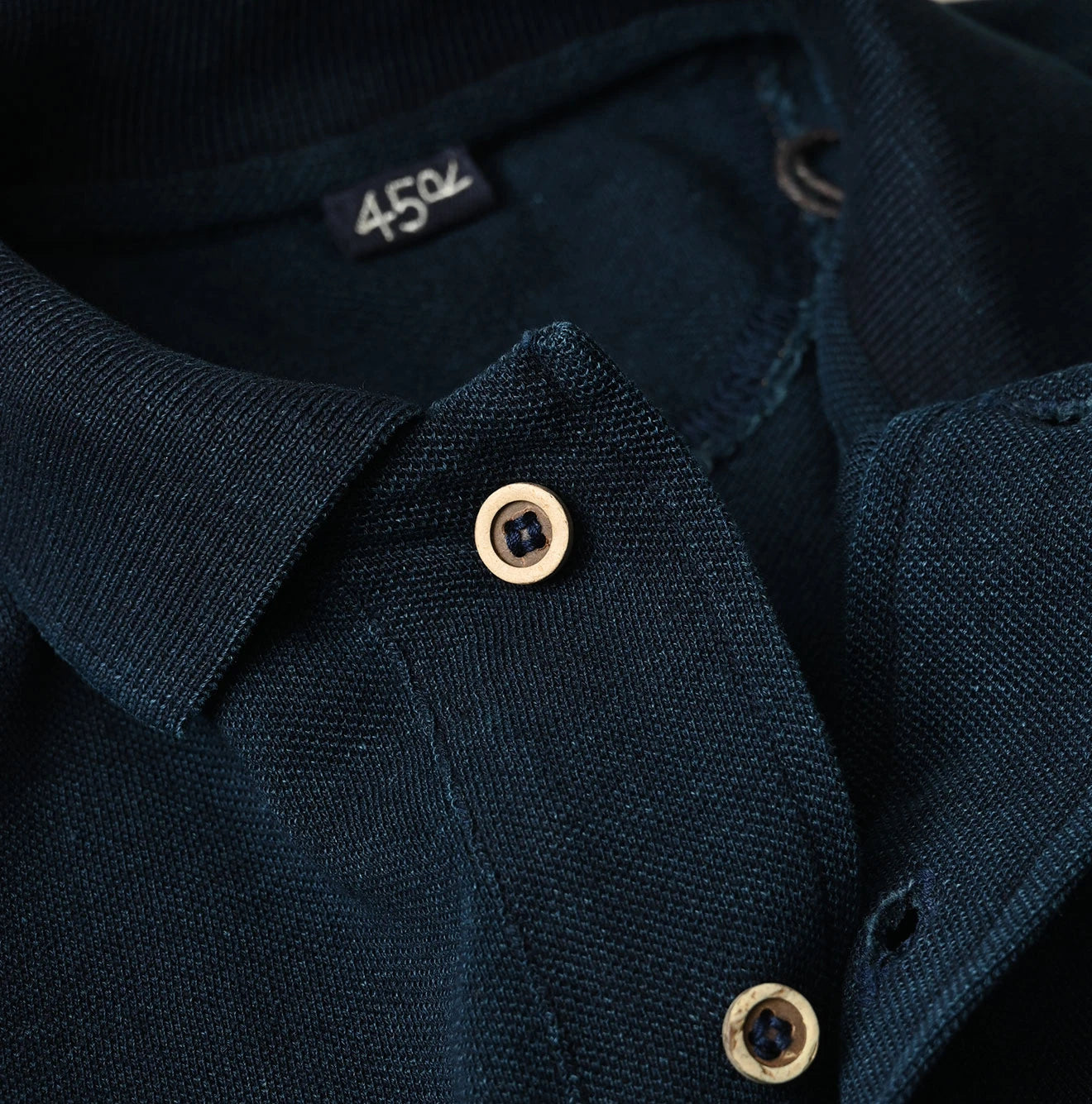 45R Indigo Cotton Pique Flare Polo - Image 13