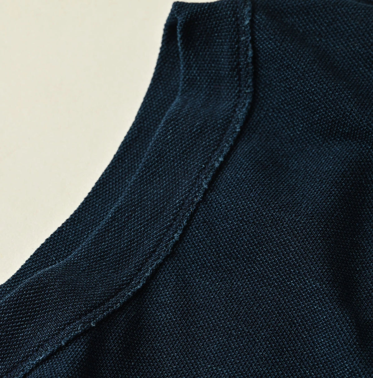 45R Indigo Cotton Pique Flare Polo
