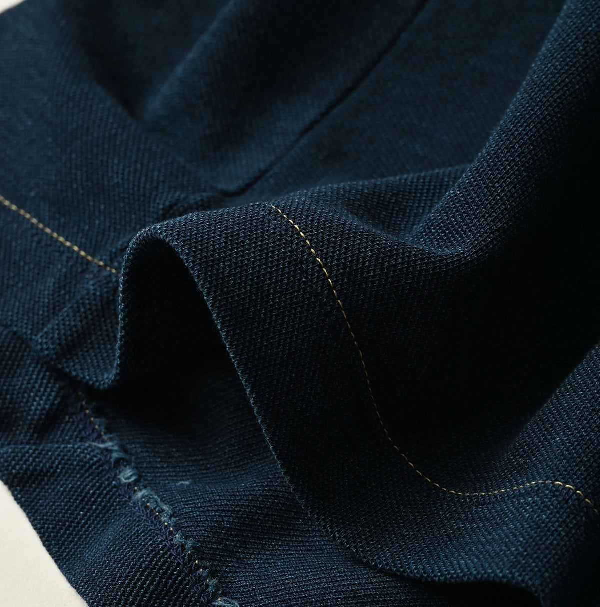 45R Indigo Cotton Pique Flare Polo