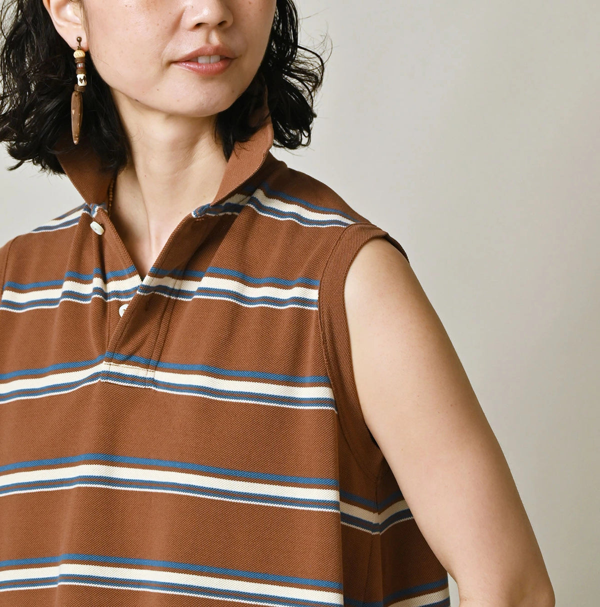 45R Cotton Pique Stripe Flare Polo