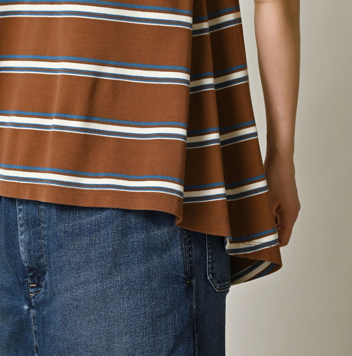 45R Cotton Pique Stripe Flare Polo