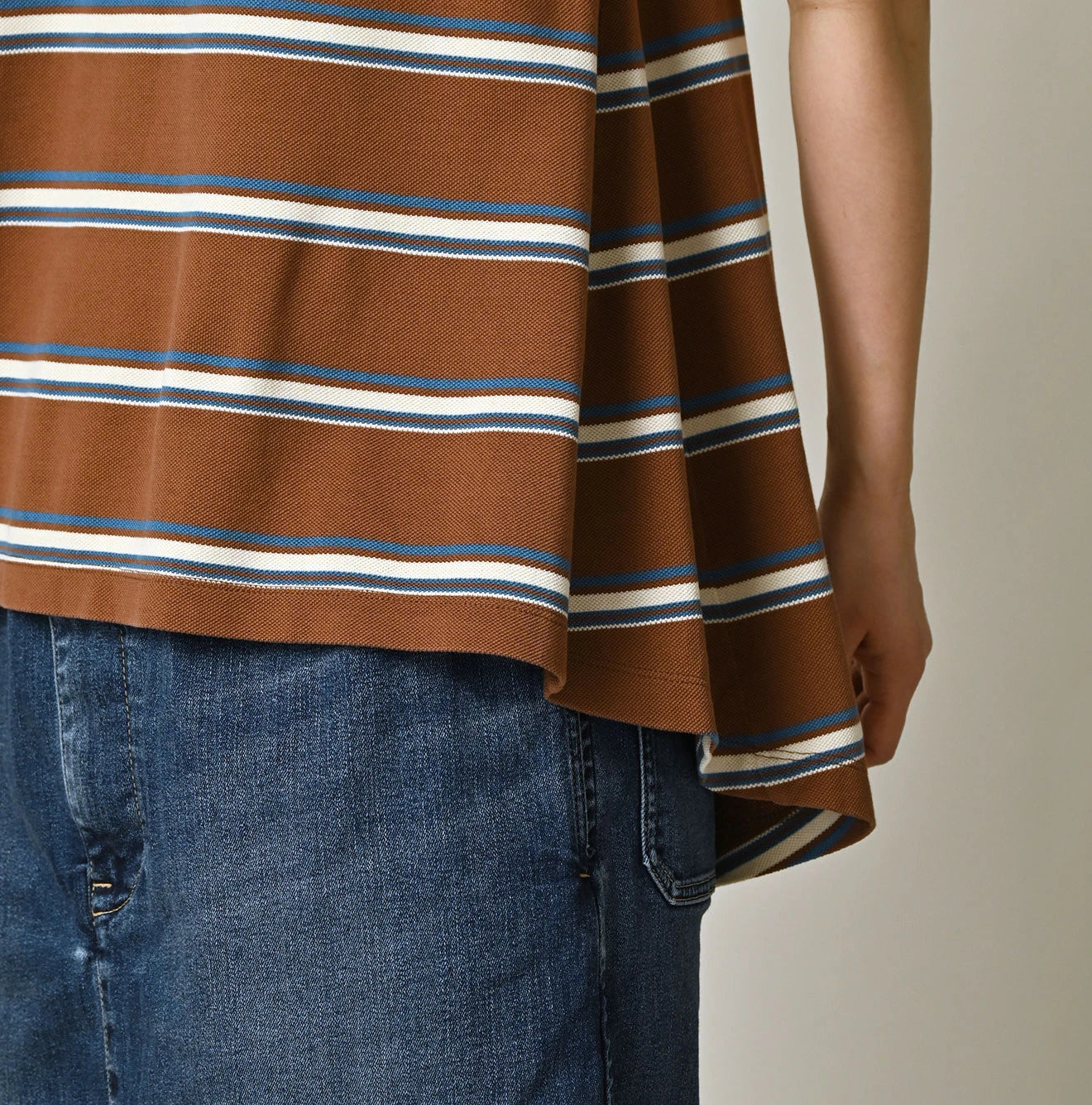 45R Cotton Pique Stripe Flare Polo - Image 9