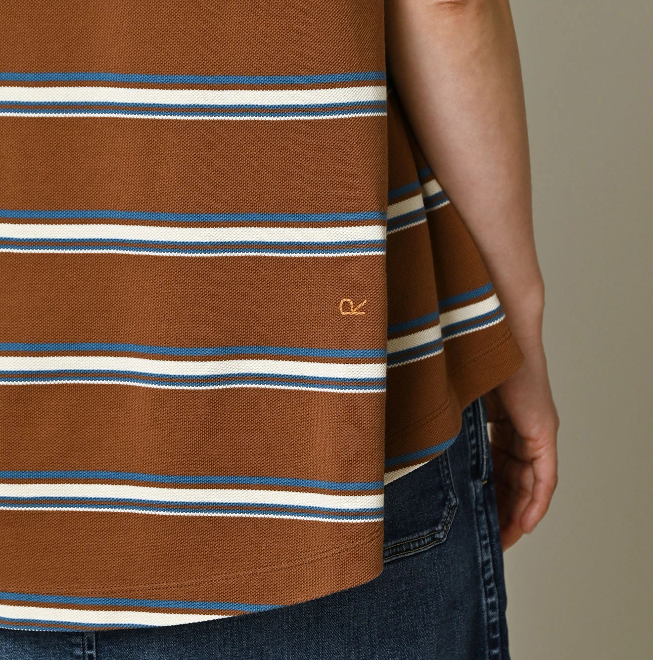 45R Cotton Pique Stripe Flare Polo - Image 11