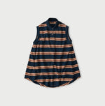 45R Indigo Cotton Pique Stripe Flare Polo