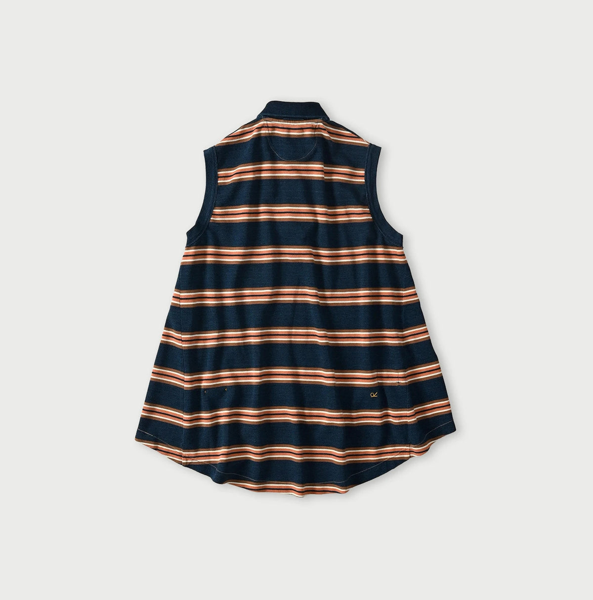 45R Indigo Cotton Pique Stripe Flare Polo