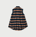 45R Indigo Cotton Pique Stripe Flare Polo