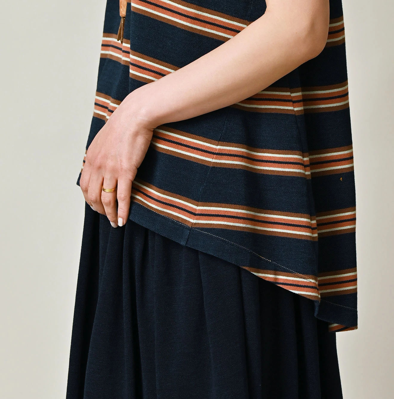 45R Indigo Cotton Pique Stripe Flare Polo - Image 8