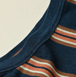 45R Indigo Cotton Pique Stripe Flare Polo