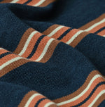 45R Indigo Cotton Pique Stripe Flare Polo