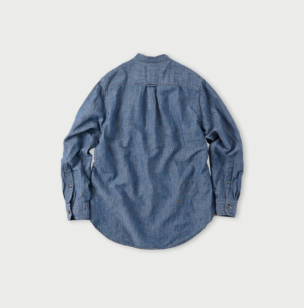 Cotton Linen Dungaree 908 Loafer Stand Collar Shirt Tan (Size 4) - 45R by 45rpm studio