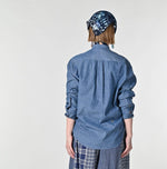 45R Indigo Khadi Ox 908 Pintuck Stand Collar Shirt