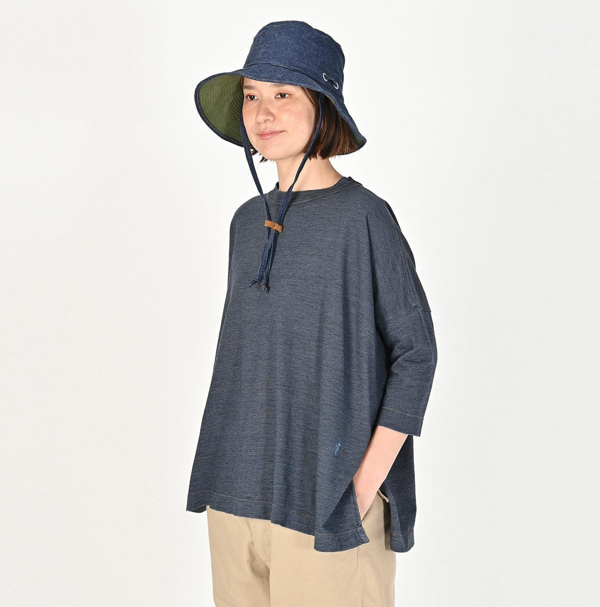 Indigo Big Slit T-shirt Distressed - 45R by 45rpm studio