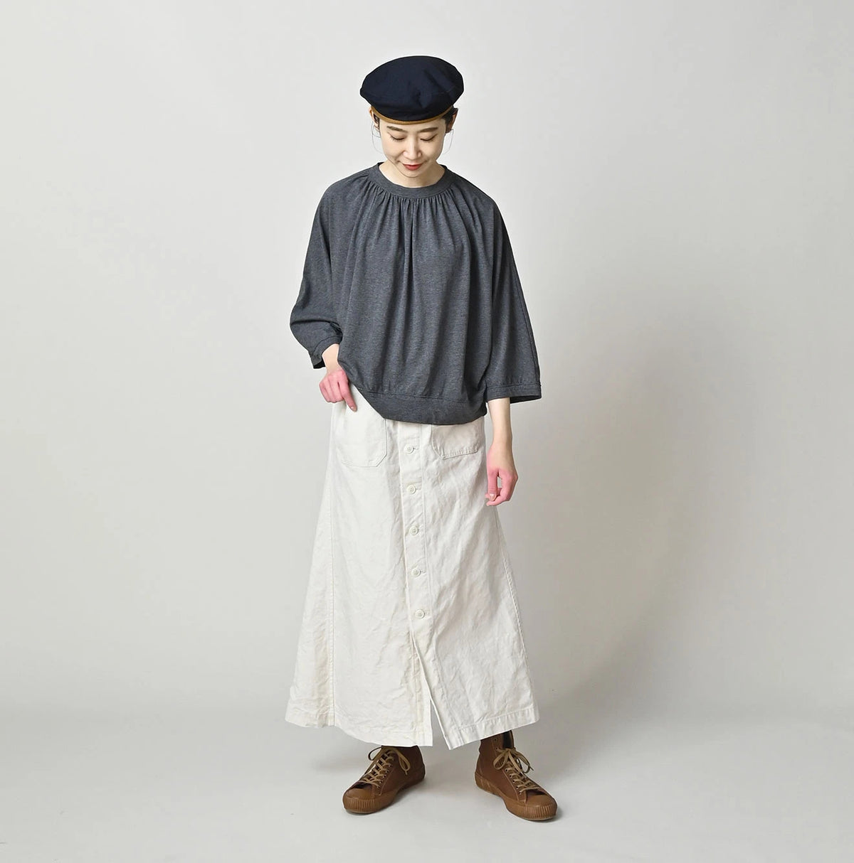 45R Supima Gathered Dolman T-shirt (Top-Dyed)