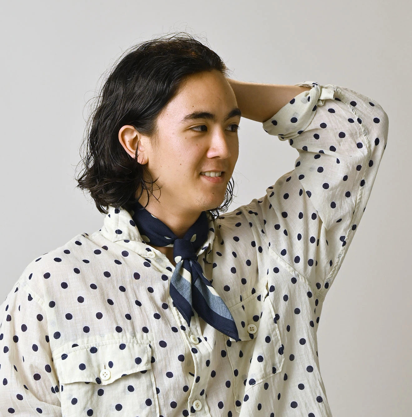 45R Indigo Polka Dot Bandana - Image 3