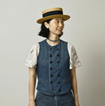 45R 45 Petite Denim Vest Distressed