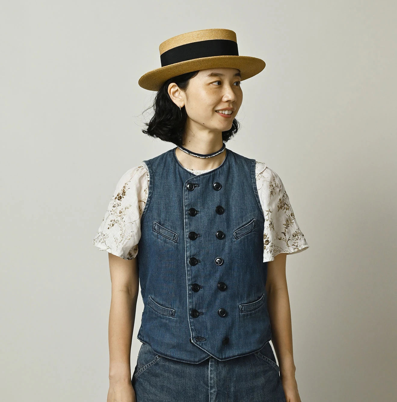 45R 45 Petite Denim Vest Distressed - Image 3