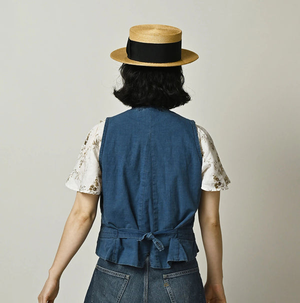 45R 45 Petite Denim Vest Distressed