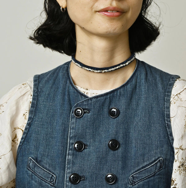 45R 45 Petite Denim Vest Distressed