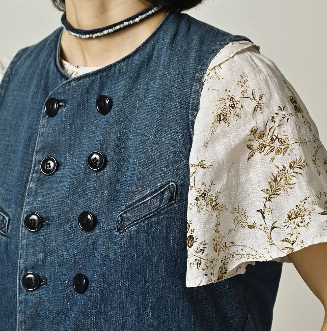 45R 45 Petite Denim Vest Distressed - Image 7