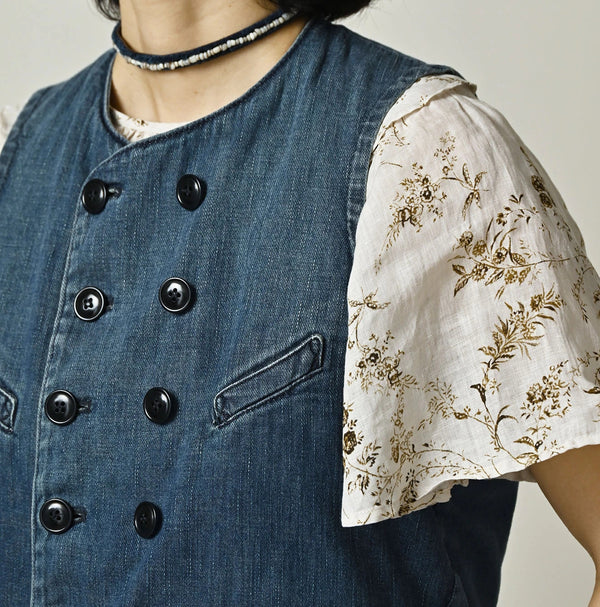 45R 45 Petite Denim Vest Distressed
