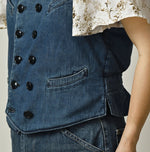 45R 45 Petite Denim Vest Distressed