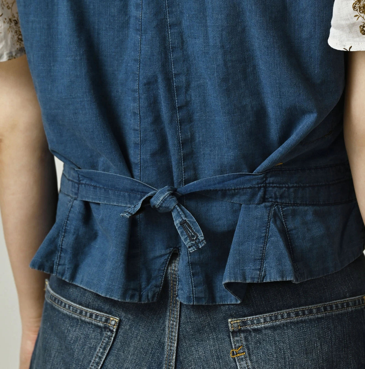 45R 45 Petite Denim Vest Distressed