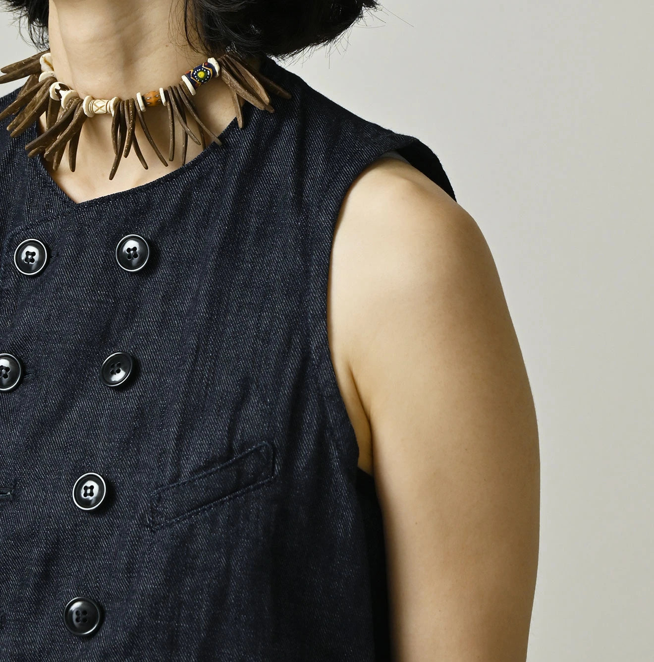 45R 45 Petite Denim Vest Nou - Image 7