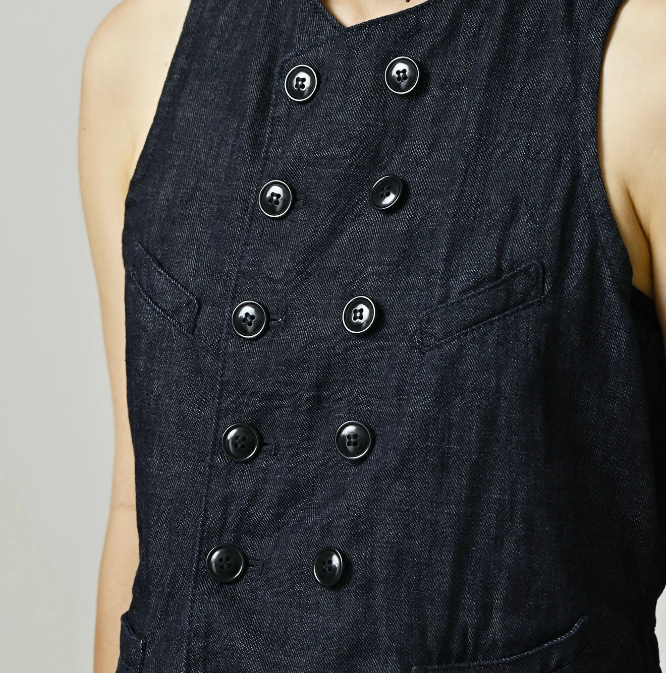 45R 45 Petite Denim Vest Nou - Image 8