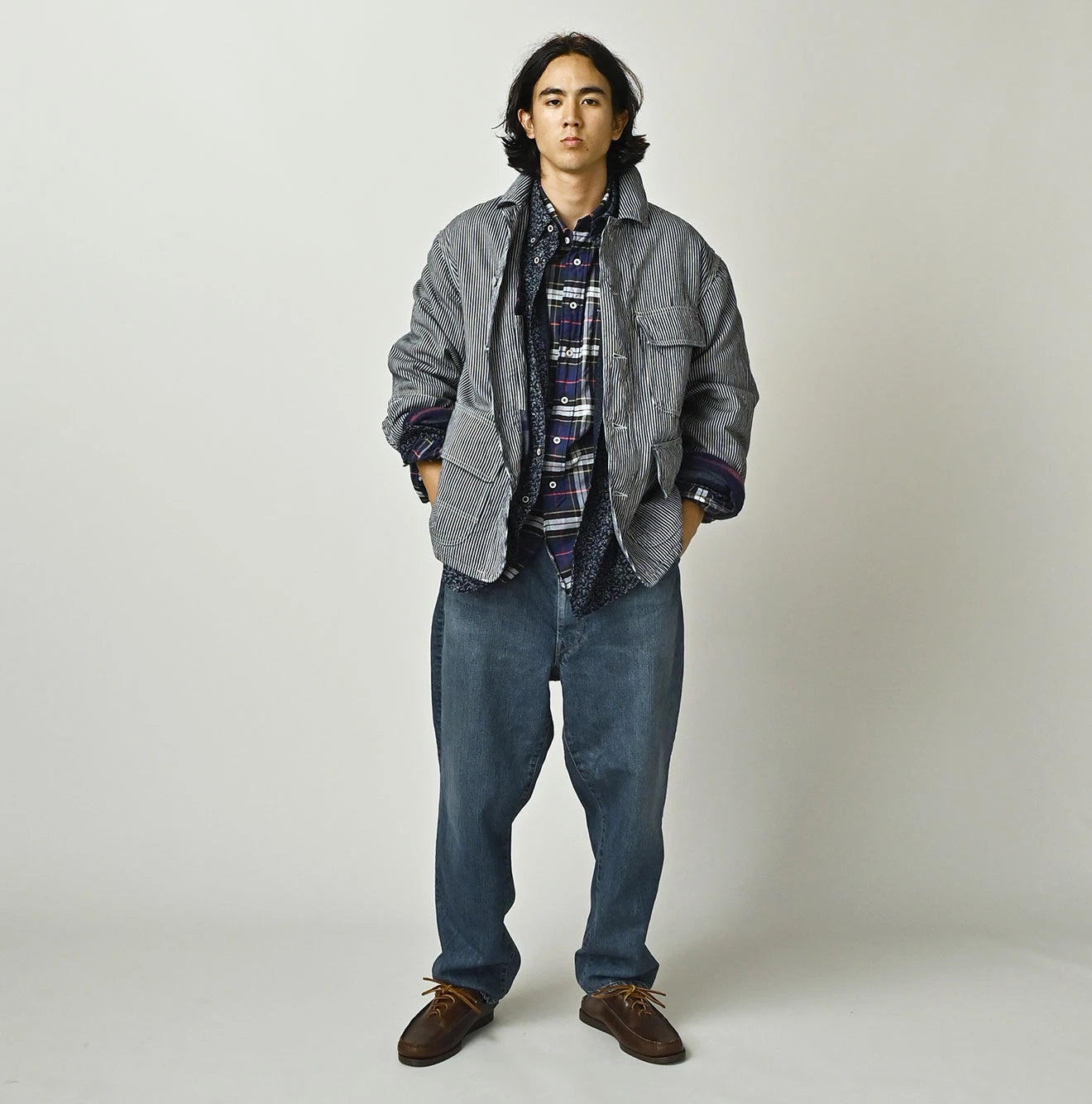 45R Komugi Denim × Rag Fleece 908 Mountain Coverall Nou - Image 4
