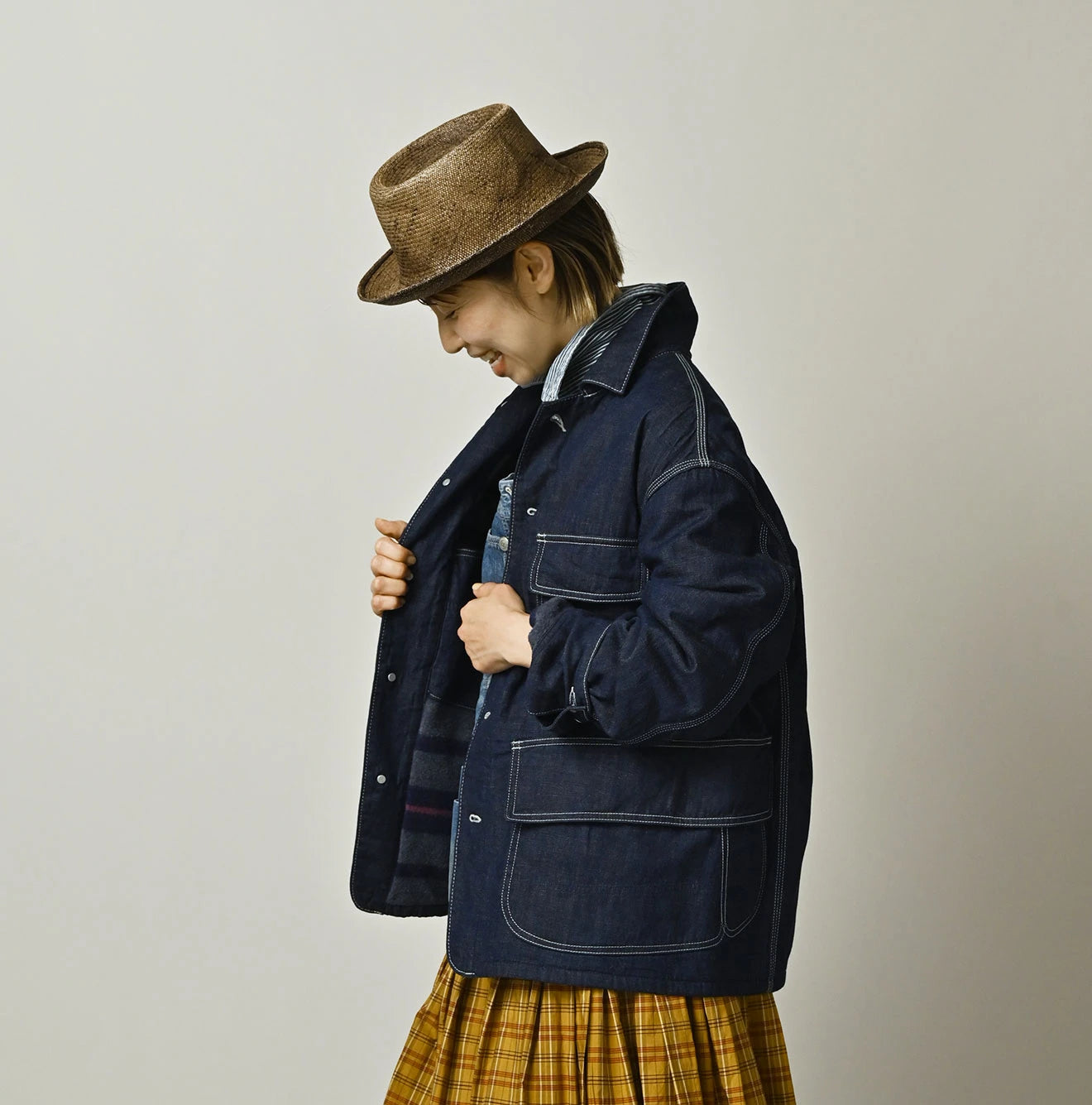 45R Komugi Denim × Rag Fleece 908 Mountain Coverall Nou - Image 6