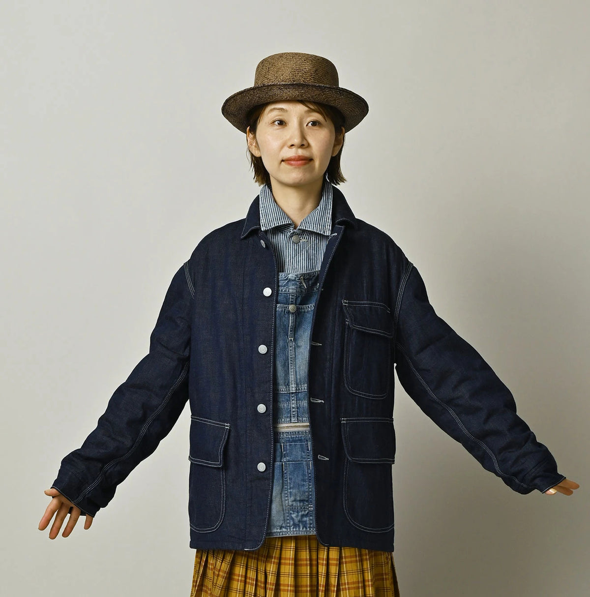 45R Komugi Denim × Rag Fleece 908 Mountain Coverall Nou