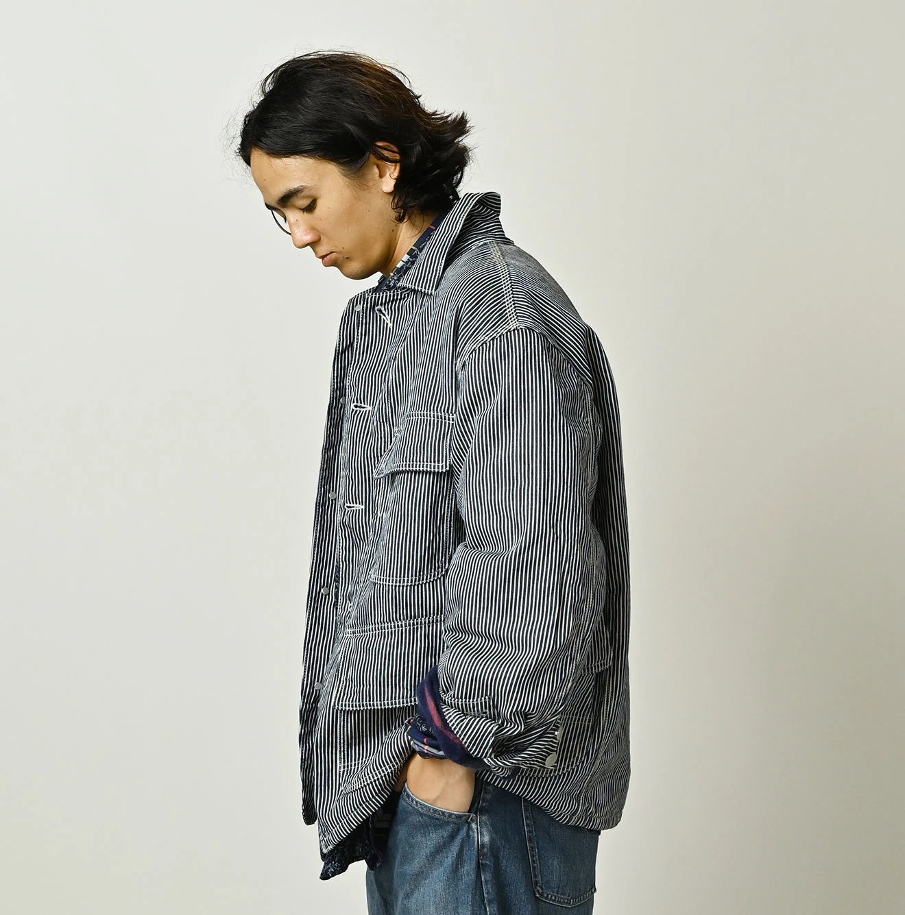 45R Komugi Denim × Rag Fleece 908 Mountain Coverall Nou - Image 10