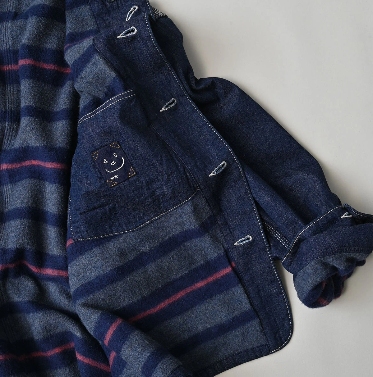 45R Komugi Denim × Rag Fleece 908 Mountain Coverall Nou