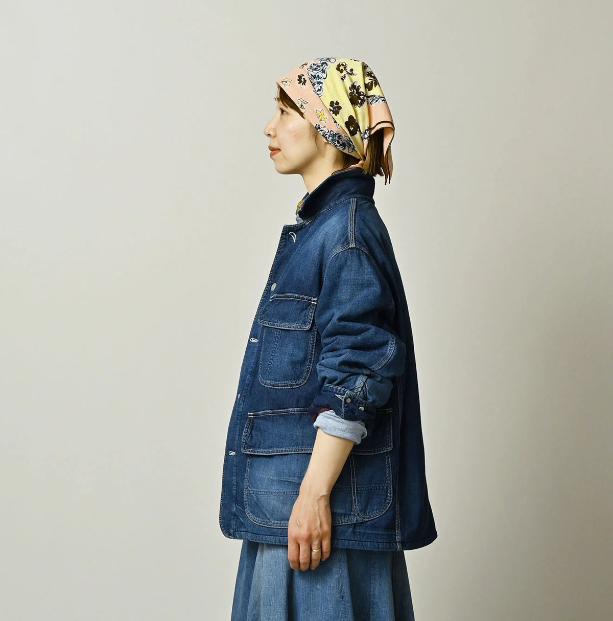 45R Komugi Denim × Rag Fleece 908 Mountain Coverall Distressed