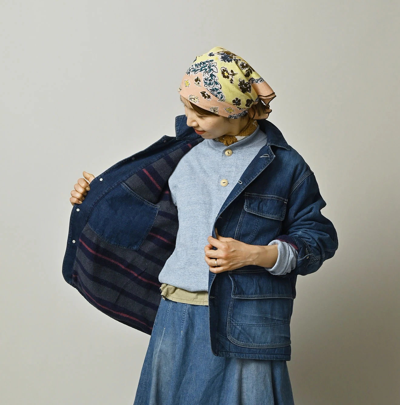 45R Komugi Denim × Rag Fleece 908 Mountain Coverall Distressed - Image 8
