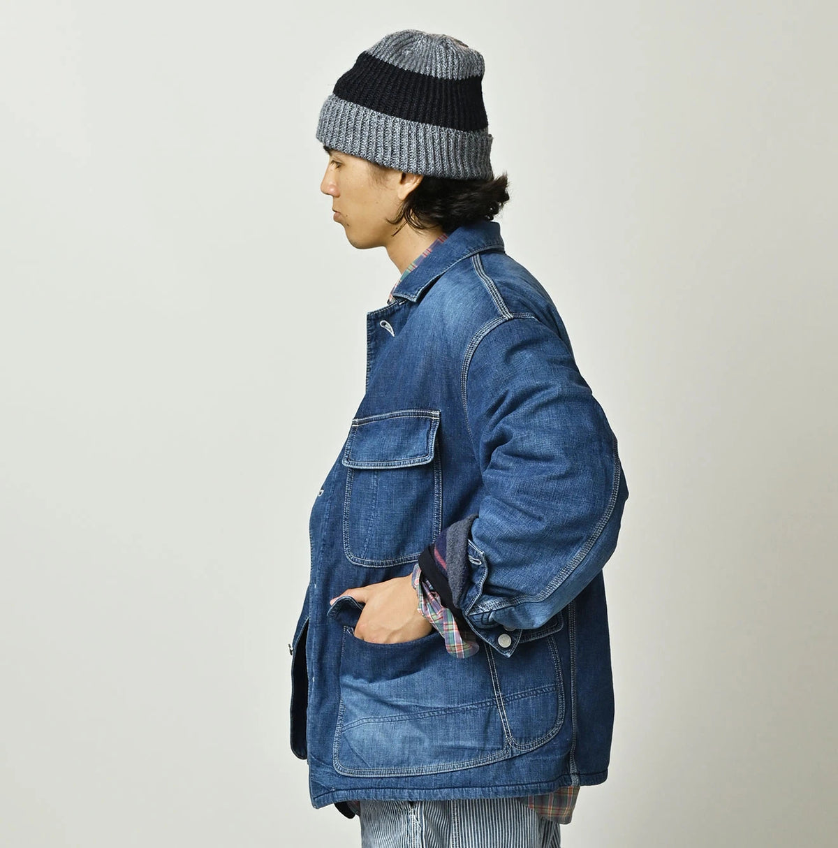 45R Komugi Denim × Rag Fleece 908 Mountain Coverall Distressed