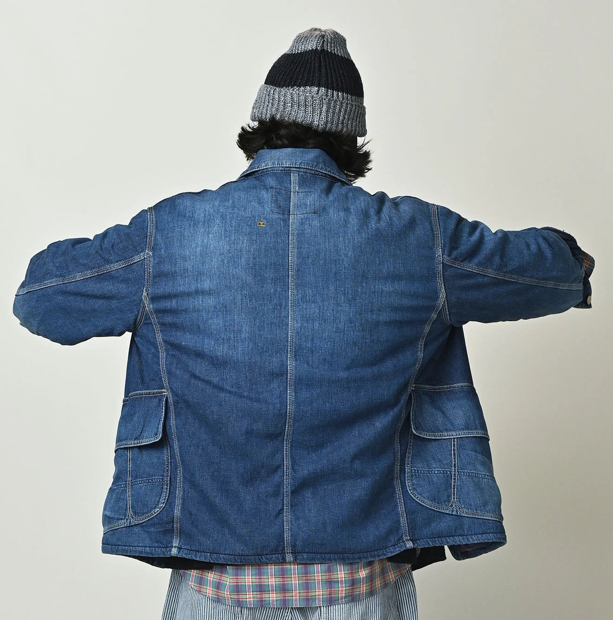 45R Komugi Denim × Rag Fleece 908 Mountain Coverall Distressed