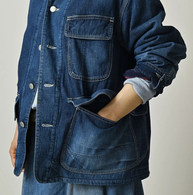 45R Komugi Denim × Rag Fleece 908 Mountain Coverall Distressed - Image 13