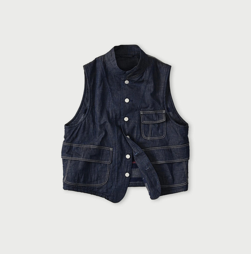 45R Komugi Denim × Rag Fleece 908 Mountain Vest Nou - Image 1