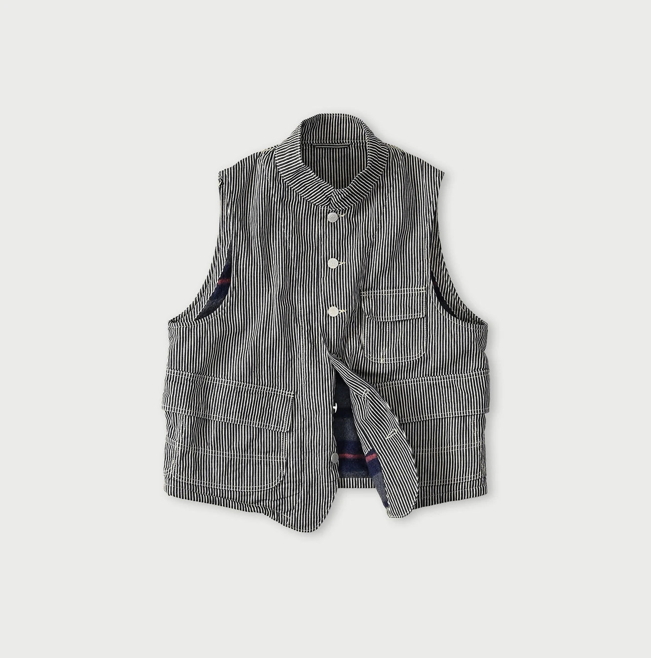 45R Komugi Denim × Rag Fleece 908 Mountain Vest Nou - Image 2